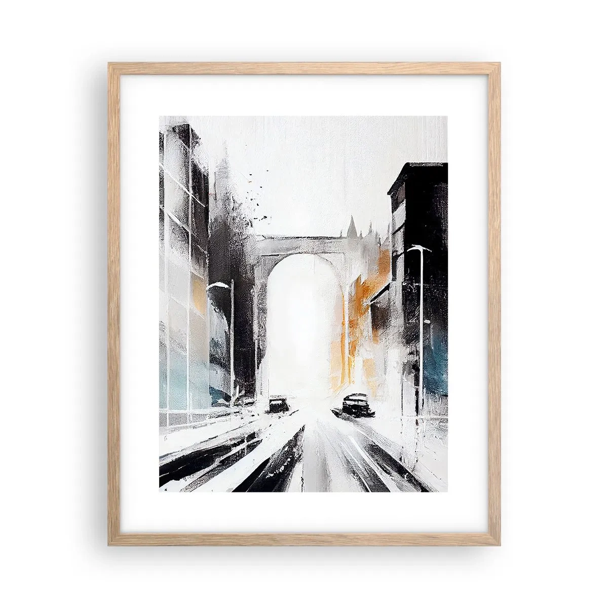 Een poster in een licht eiken lijst - Stadsstudie: architectuur en beweging - 40x50 cm
