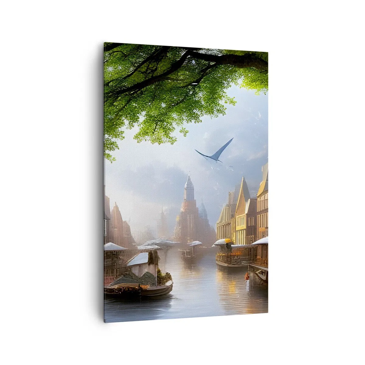 Schilderen op canvas - Hollands stadsbeeld - 80x120 cm