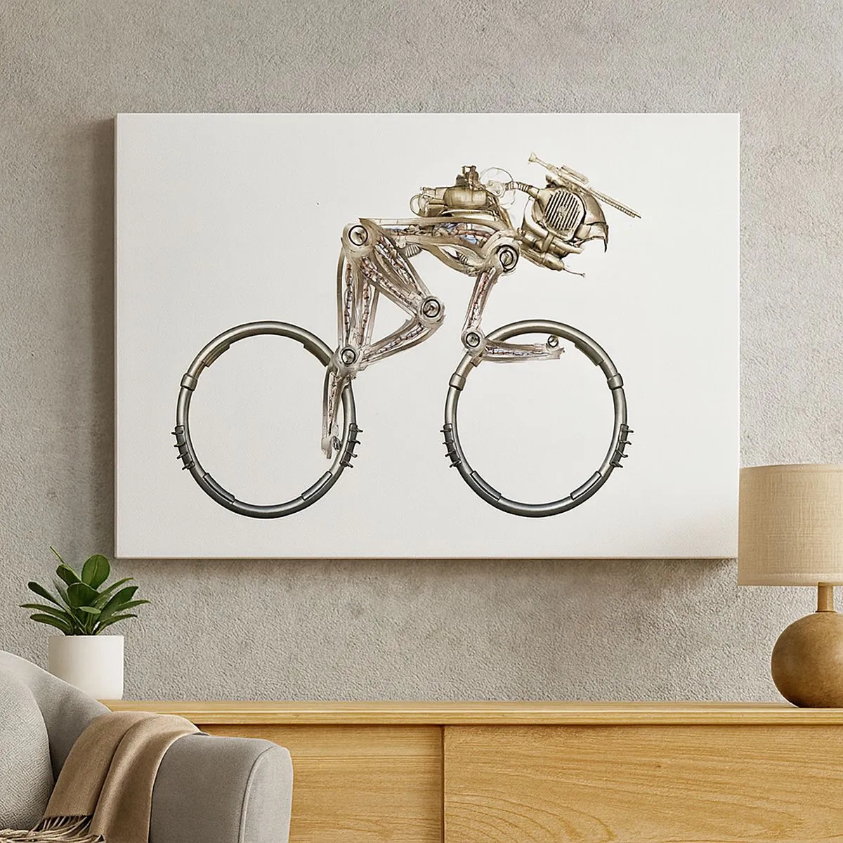 Schilderen op canvas - Een mechanische fiets met een futuristisch design - 70x50cm - Een prachtige machine - Moderne wanddecoratie voor woonkamer en slaapkamer ARTTOR