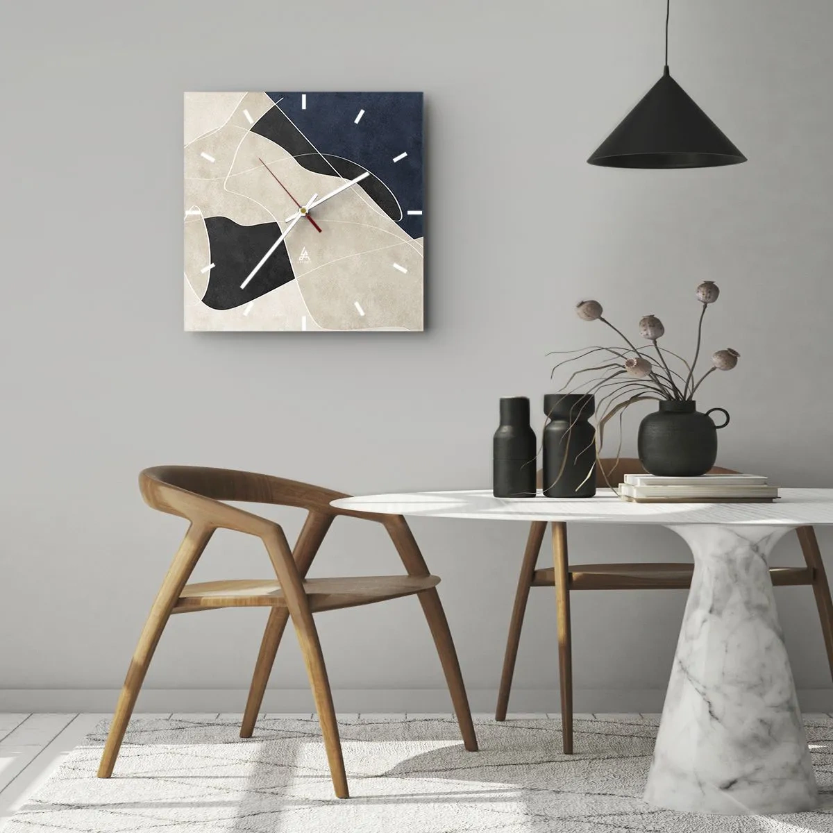 Wandklok - Klok - Abstracte compositie – kleurcontrast - 30x30 cm