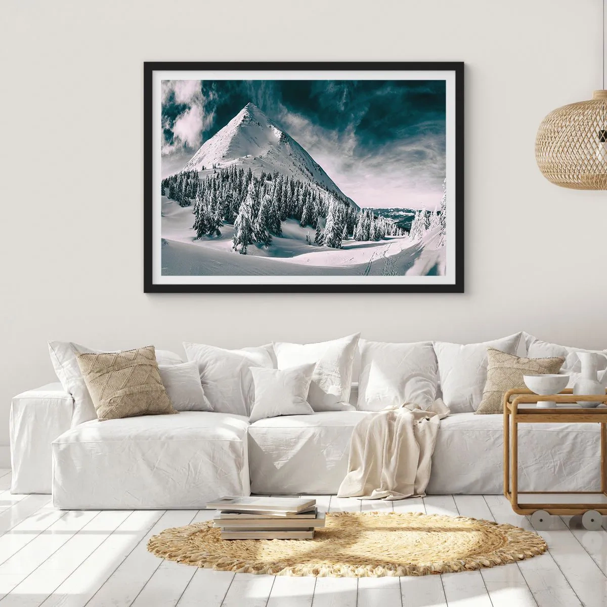Poster in een zwarte lijst - Het land van sneeuw en ijs - 100x70 cm