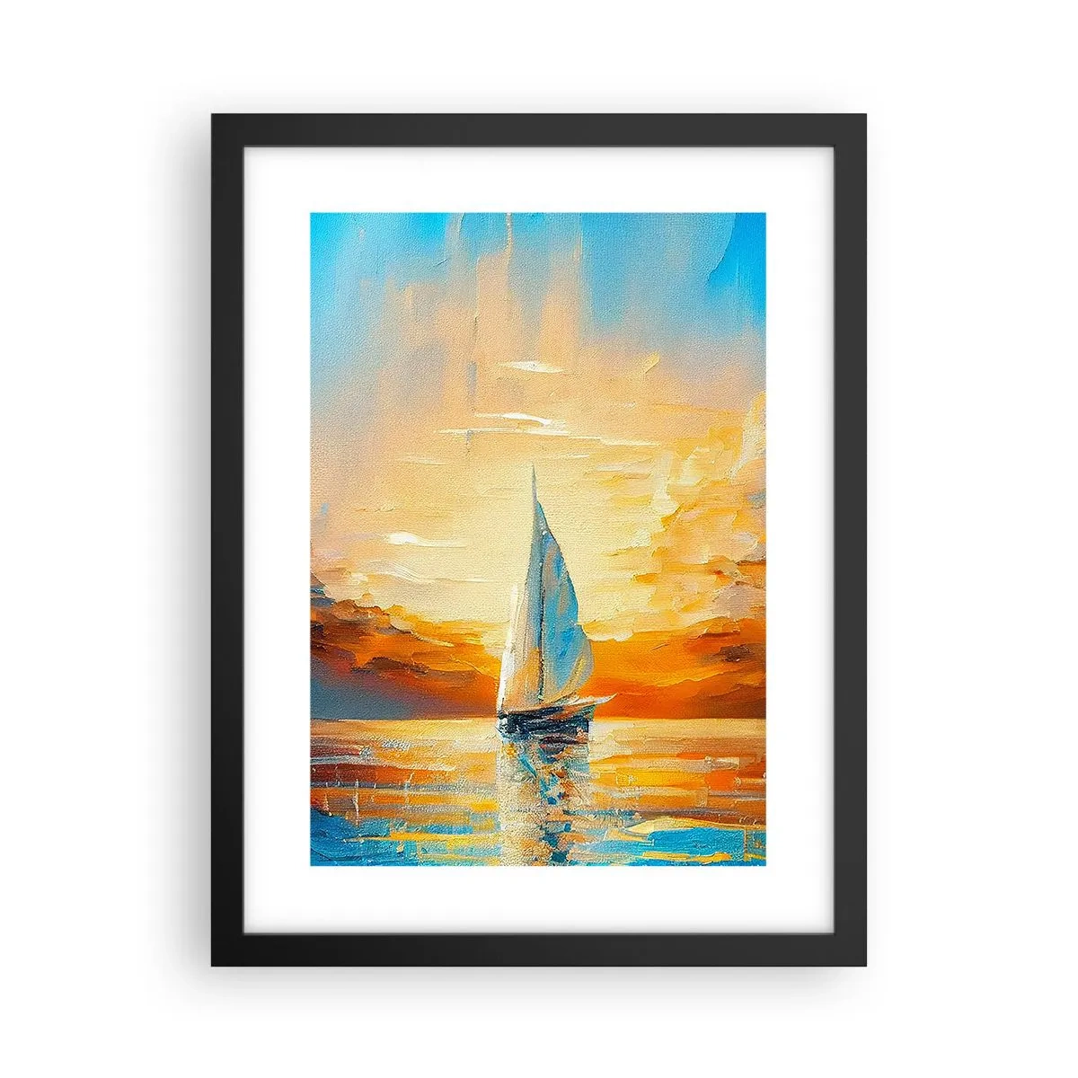 Poster in een zwarte lijst - Zeilen in goud - 30x40 cm