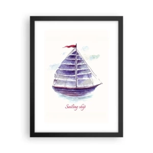 Poster in een zwarte lijst - Volle zeilen en rustig water - 30x40 cm