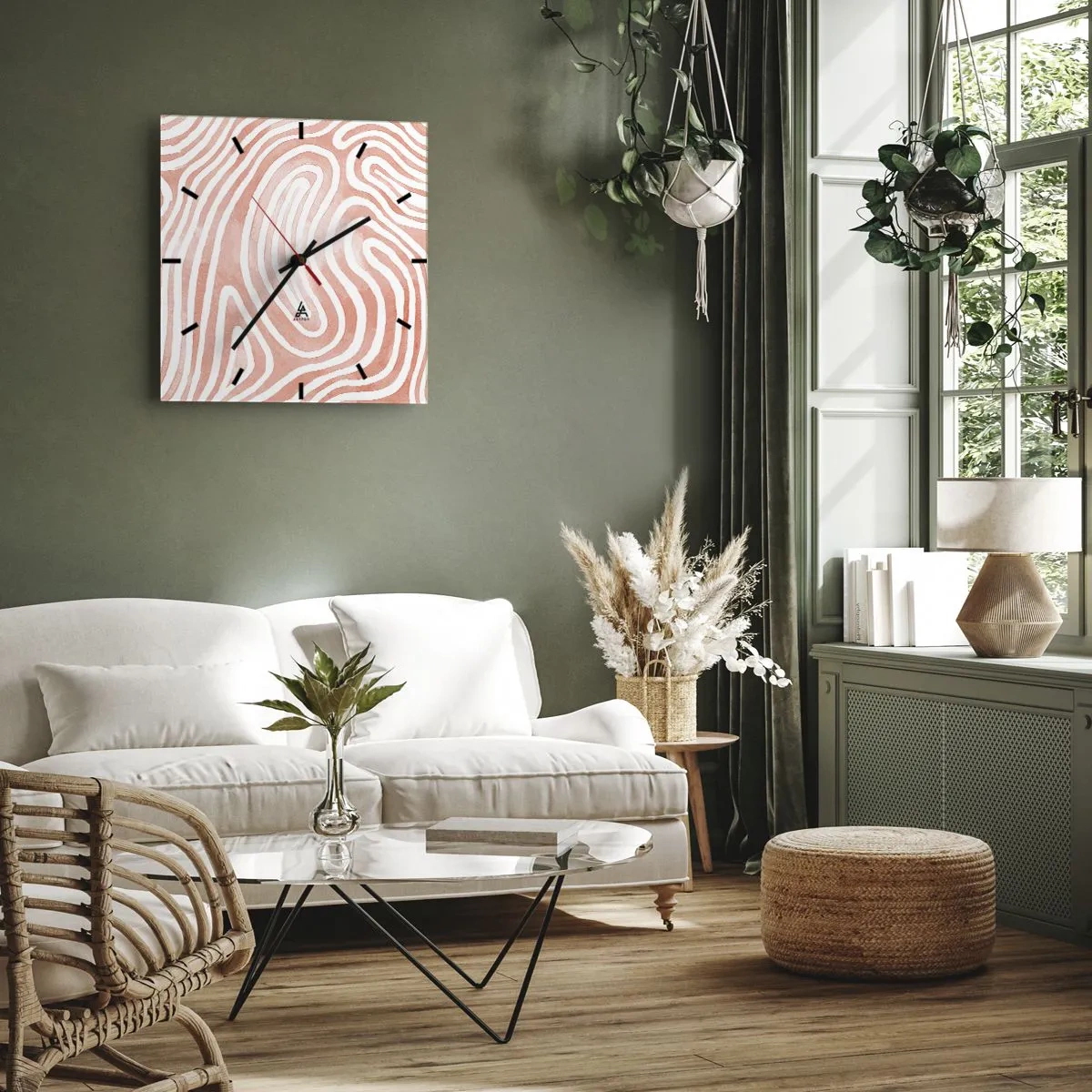 Wandklok - Klok - In het koraallabyrint - 40x40 cm