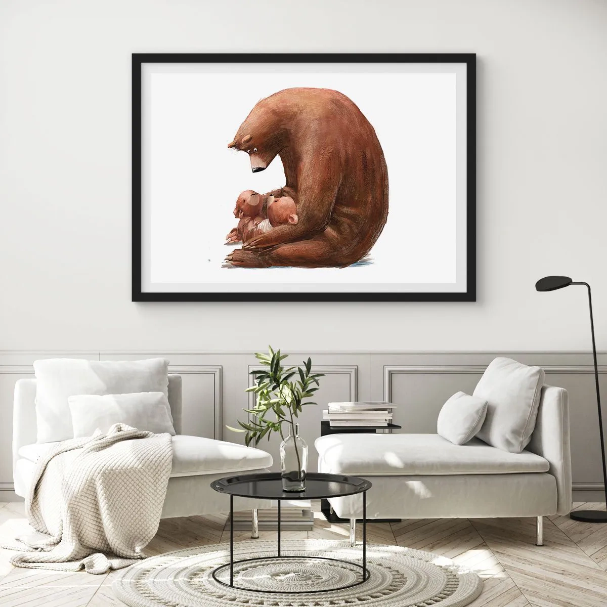 Poster in een zwarte lijst - Zoete dromen, kinderen - 40x30 cm