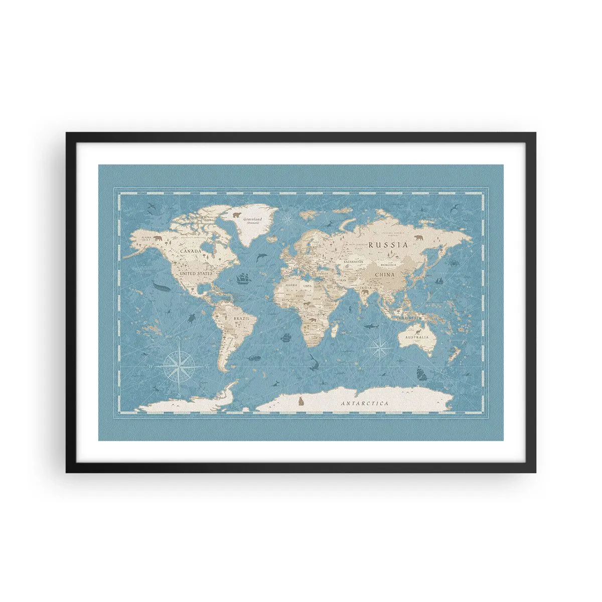 Poster in een zwarte lijst - De wereld binnen handbereik - 70x50 cm