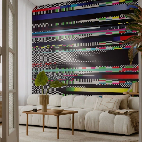 Zelfklevend Fotobehang Deluxe Sticker - Het controlebeeld van de werkelijkheid - Abstractie, Deel, Digitale ruis - 200x140 cm