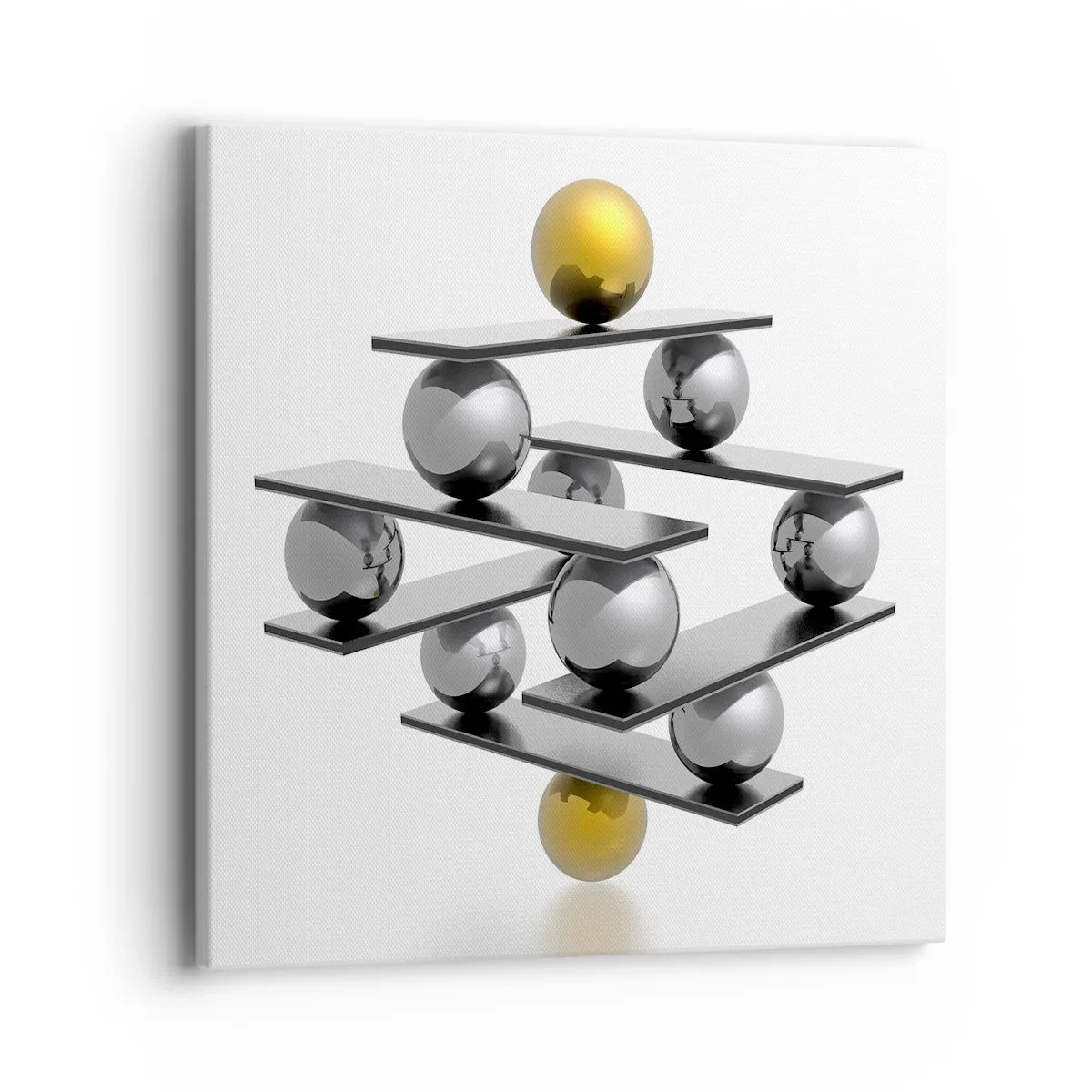 Schilderen op canvas - Goud-zilver balans - 40x40 cm