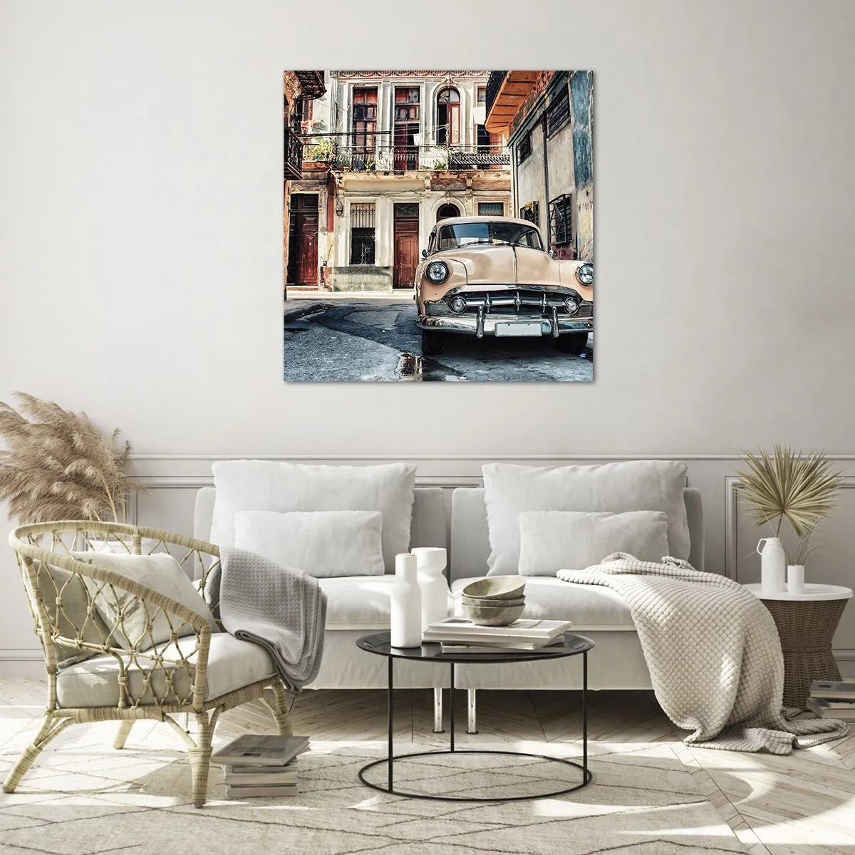 Schilderen op glas - De siësta in Havana - 50x50 cm