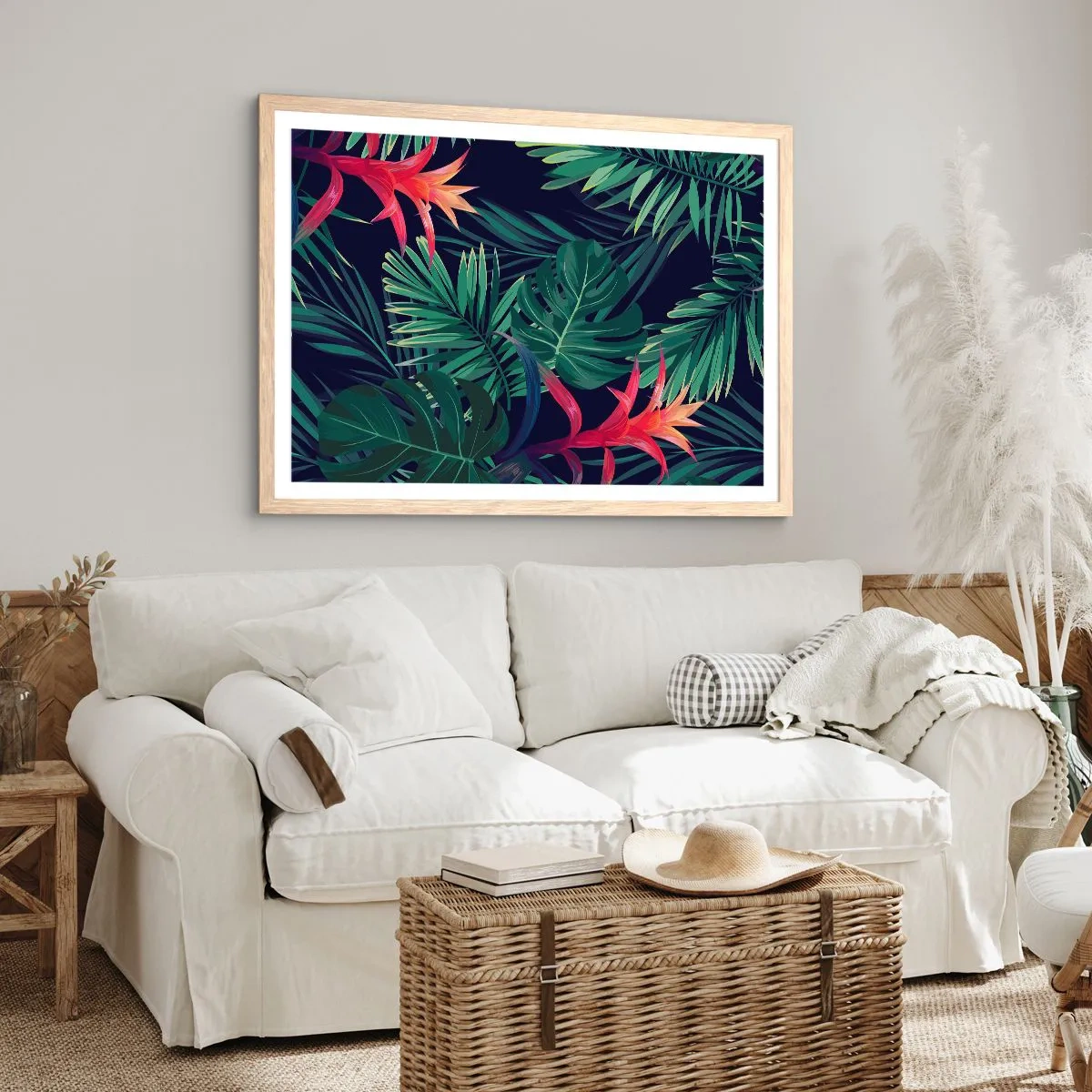 Een poster in een licht eiken lijst - Ontsteken in het groen - 100x70 cm
