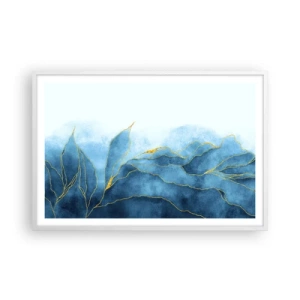 Poster in een witte lijst - Blauw in goud - 91x61 cm