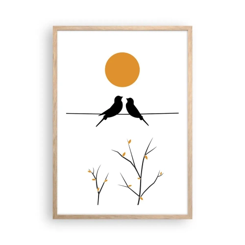 Een poster in een licht eiken lijst - Nachtegalen avond - 50x70 cm