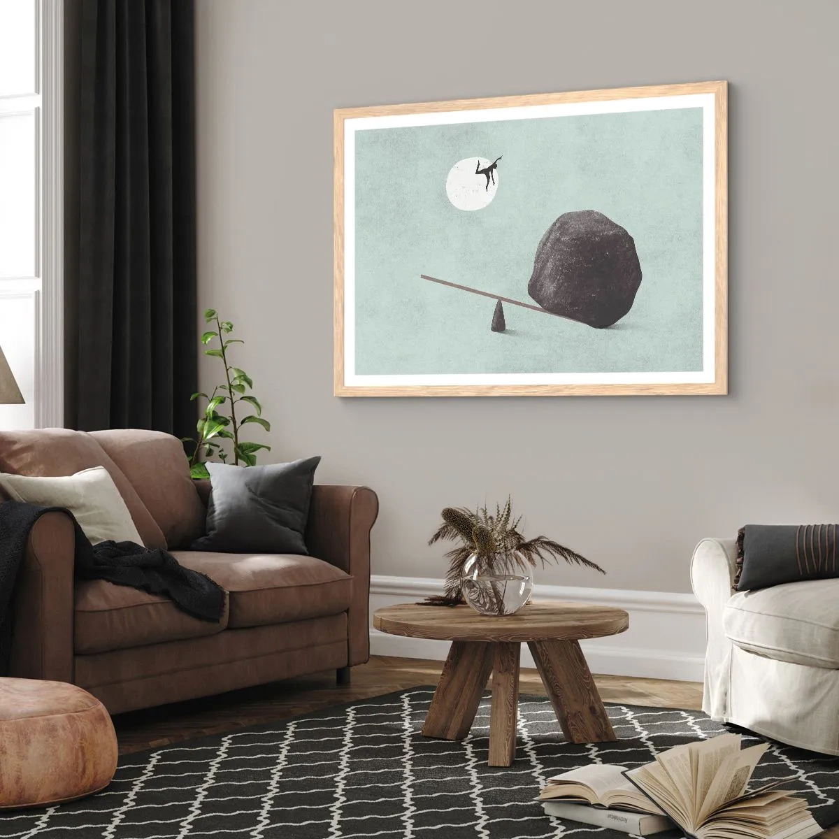 Een poster in een licht eiken lijst - Vervulde dromen - 100x70 cm