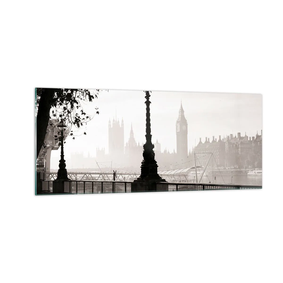 Schilderen op glas - Ochtend in Londen - 100x40 cm