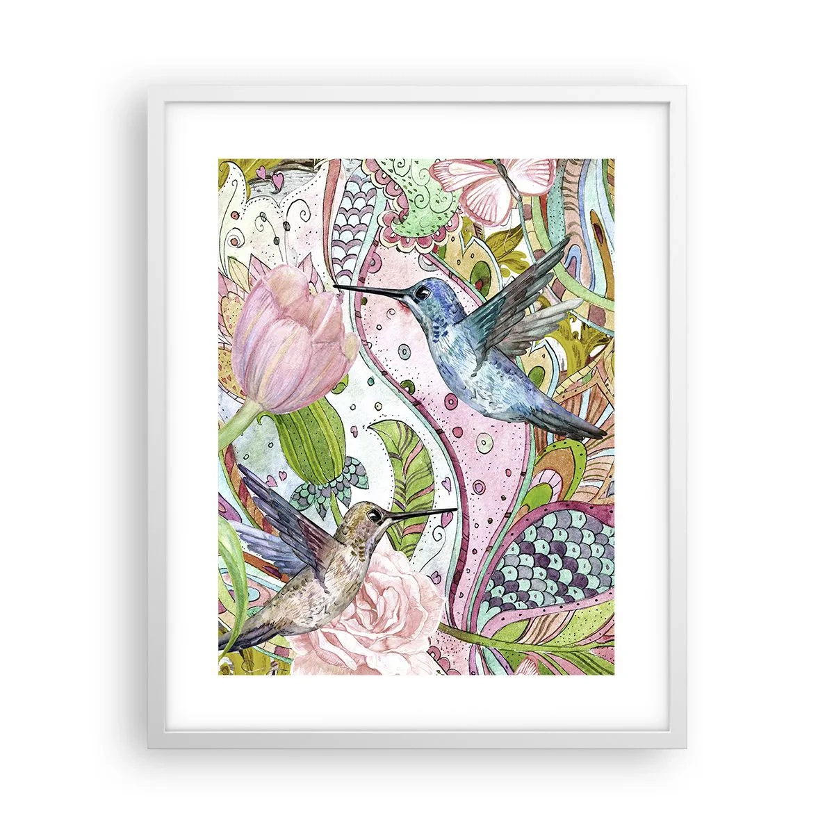 Poster in een witte lijst - Verstrikt in wijnstokken - 40x50 cm