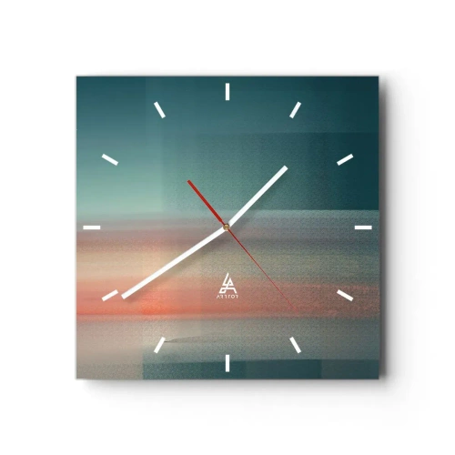 Wandklok - Klok - Abstractie: golven van licht - 40x40 cm