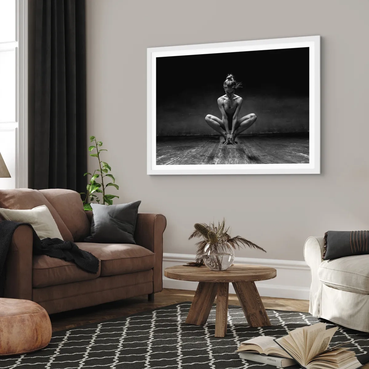 Poster in een witte lijst - Concentratie van dansenergie - 70x50 cm