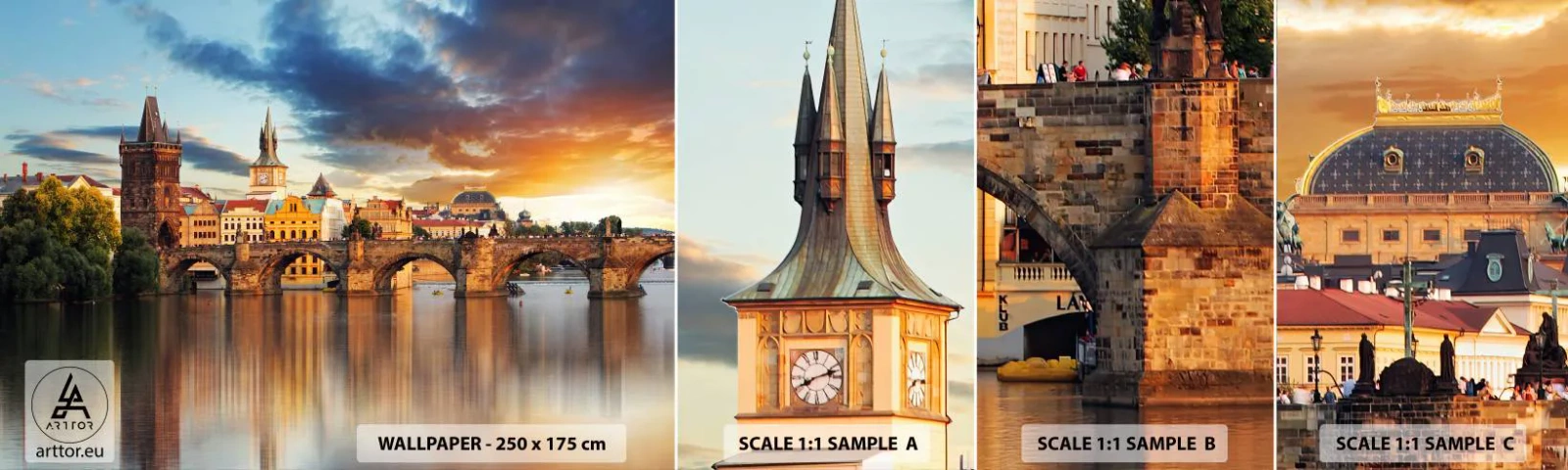 Fotobehang Staaltje Standard Eco - Eeuwenlang mooi - Stad, Praag, Tsjechië - 100x30 cm