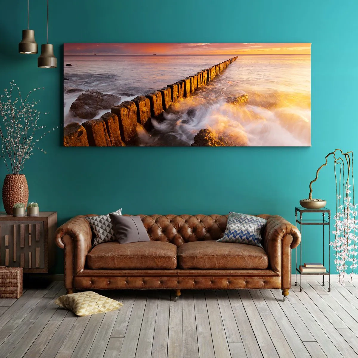 Schilderen op canvas - De zachtheid van de golven - 100x40 cm