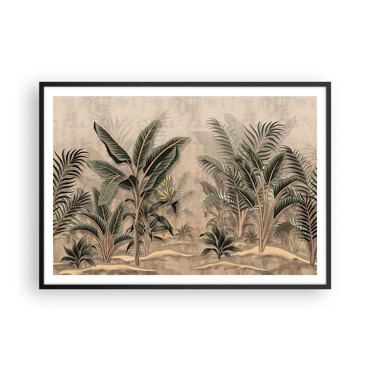 Poster in een zwarte lijst - Een gravure in koloniale stijl - 100x70 cm