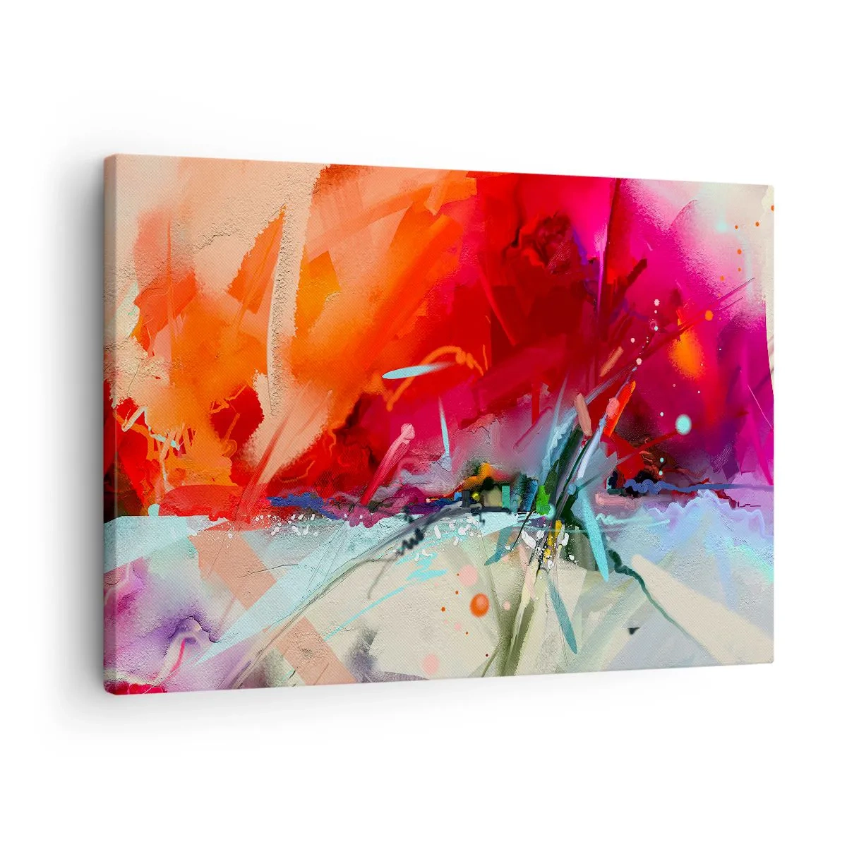 Schilderen op canvas - Abstract landschap in intense kleuren - 70x50cm - Een explosie van licht en kleuren - Moderne wanddecoratie voor woonkamer en slaapkamer ARTTOR