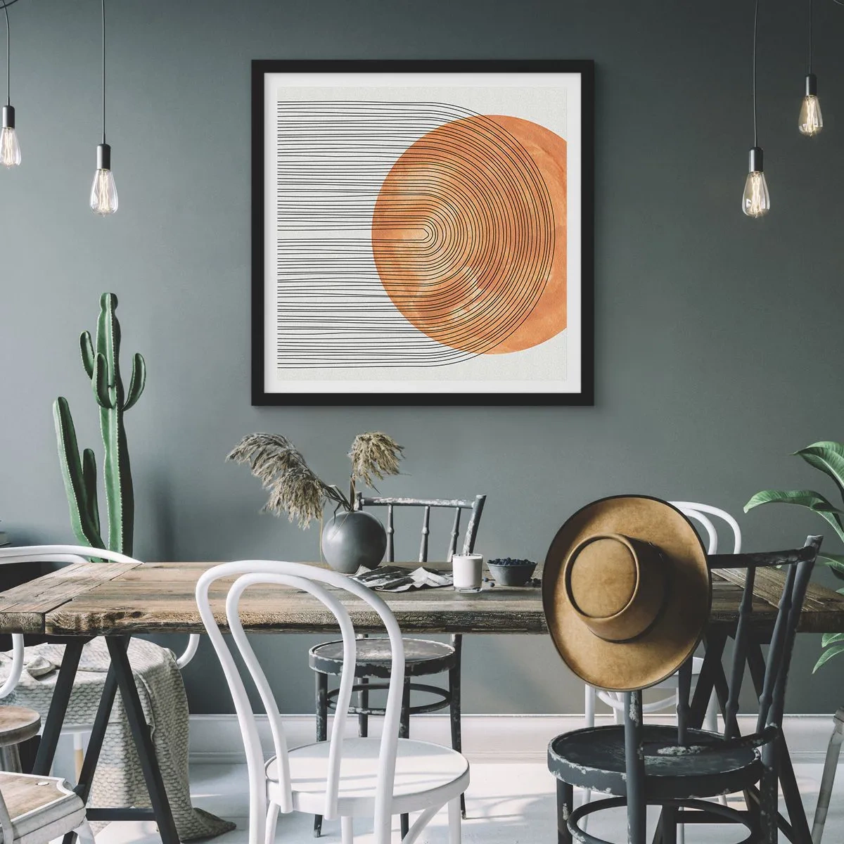 Poster in een zwarte lijst - Zonnige compositie - 40x40 cm