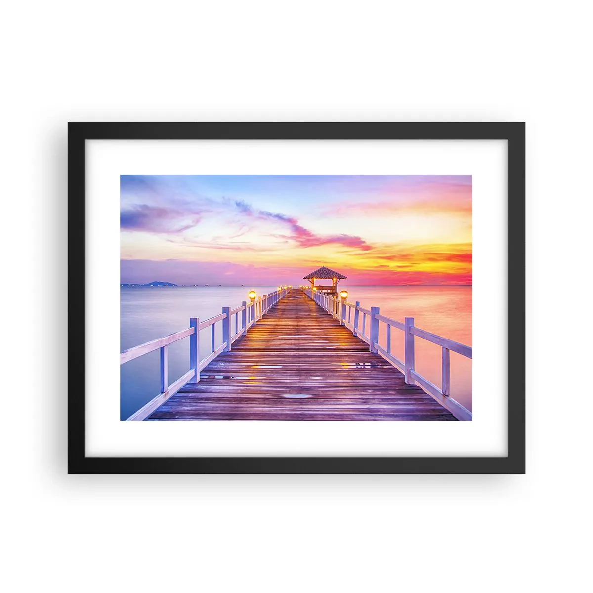 Poster in een zwarte lijst - De lila-gouden stilte van de avond - 40x30 cm