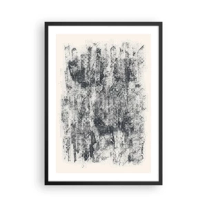 Poster in een zwarte lijst - Retro bos grafisch motief - 50x70cm - Mistige compositie - Moderne wanddecoratie voor woonkamer en slaapkamer ARTTOR