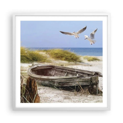 Poster in een witte lijst - Badend in de wind - 60x60 cm