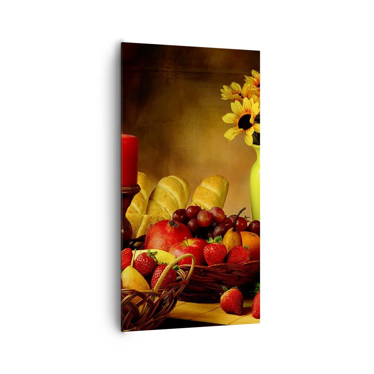 Schilderen op canvas - Stilleven met brood en fruit - 65x120 cm