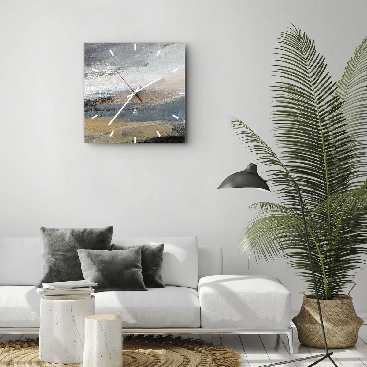 Wandklok - Klok - Abstractie: noordelijk landschap - 40x40 cm