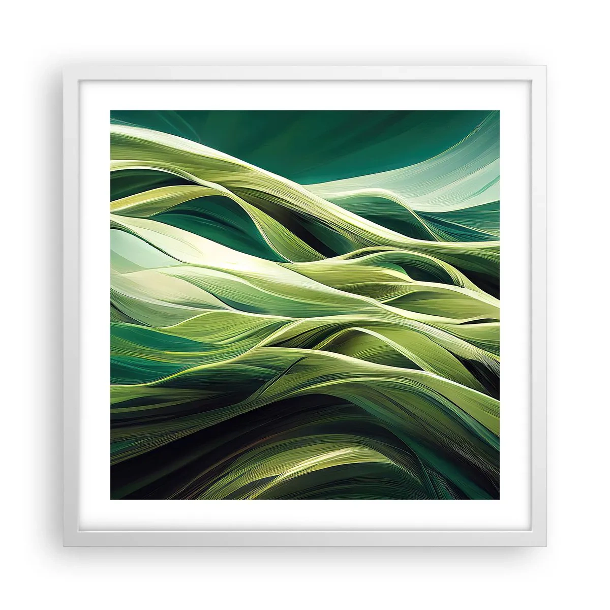 Poster in een witte lijst - Abstract groen spel - 50x50 cm