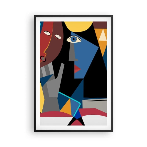 Poster in een zwarte lijst - Een gesprek tussen kubisten - 61x91 cm