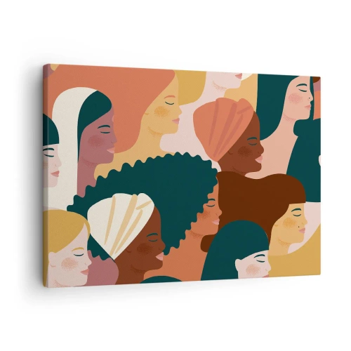 Schilderen op canvas - Kleurrijke profielen van vrouwen in verschillende stijlen - 70x50cm - Alleen vrouwelijkheid - Moderne wanddecoratie voor woonkamer en slaapkamer ARTTOR