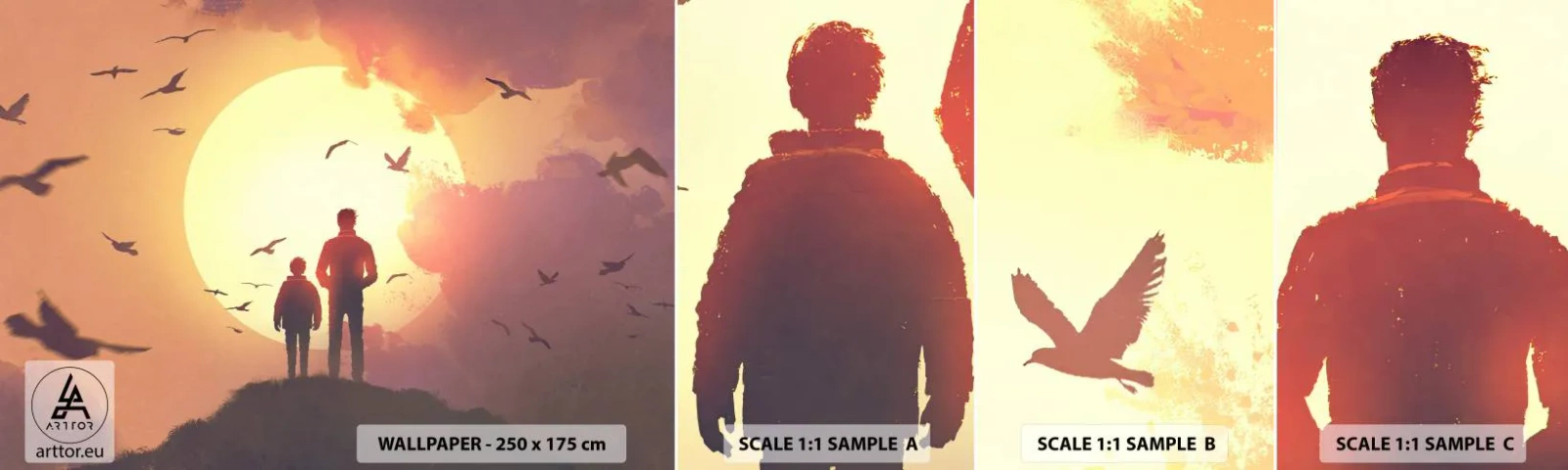 Fotobehang Monster Zelfklevend Deluxe Sticker - Oog in oog met de zon - Abstractie, Fantasie, Deel - 100x30 cm