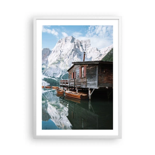 Poster in een witte lijst - Een kristalheldere bergochtend - 50x70 cm