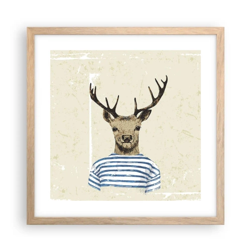 Een poster in een licht eiken lijst - Omdat ik van gestreepte t-shirts hou! - 40x40 cm