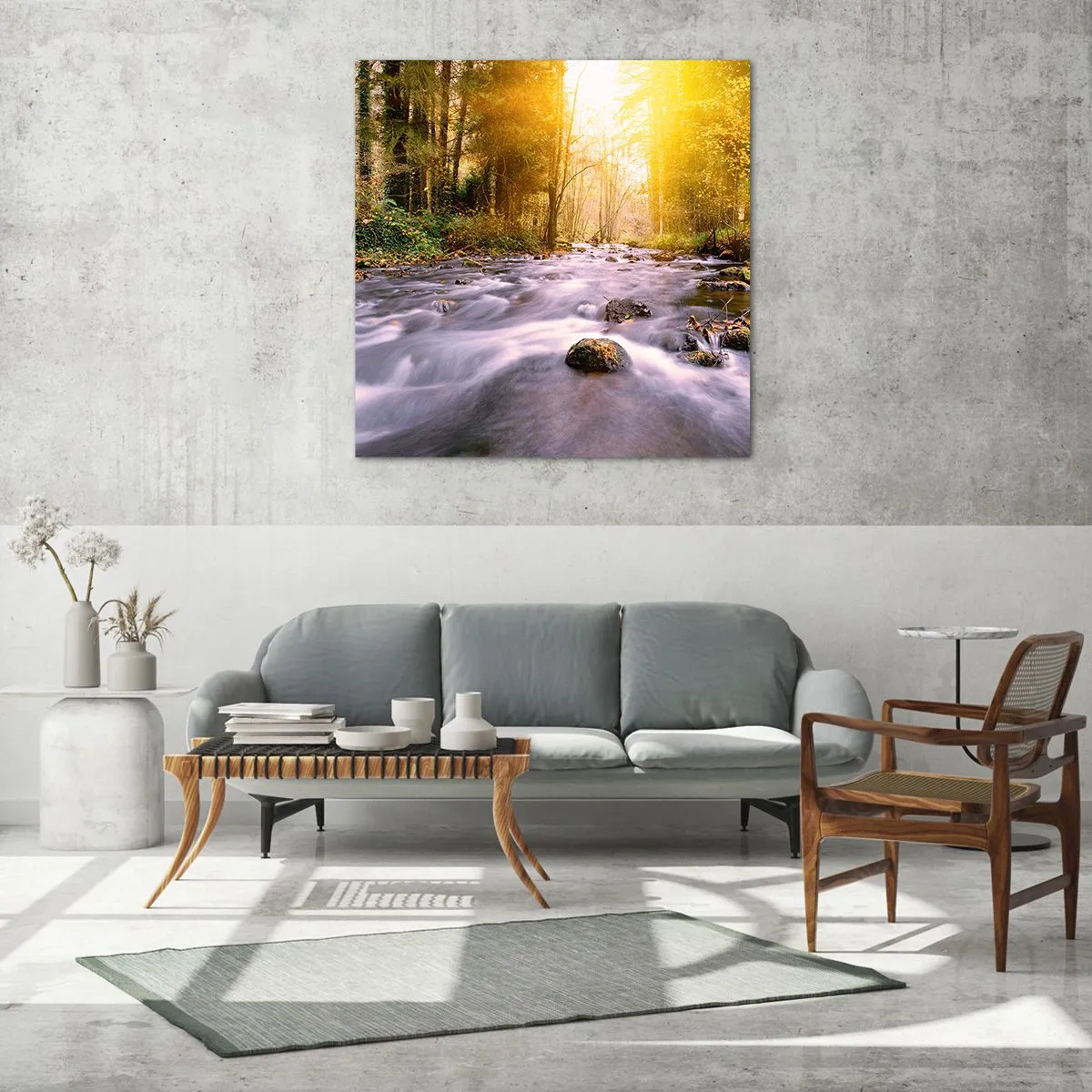 Schilderen op glas - Malachiet in een zilveren en gouden lijst - 40x40 cm