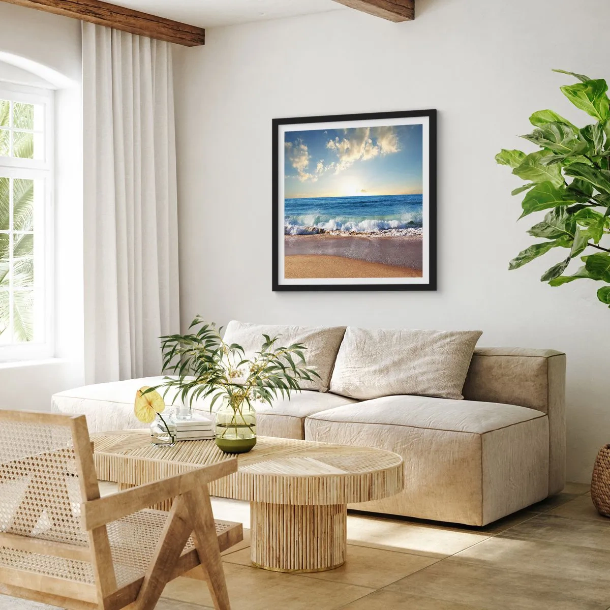 Poster in een zwarte lijst - Beweging en stilte tegelijk - 40x40 cm