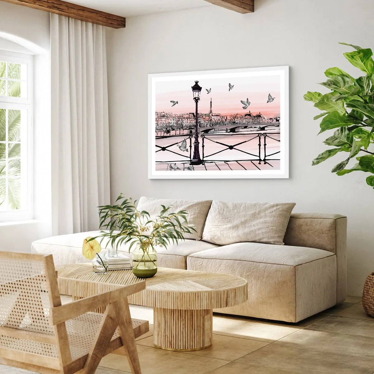 Poster in een witte lijst - Over de daken van Parijs - 40x30 cm