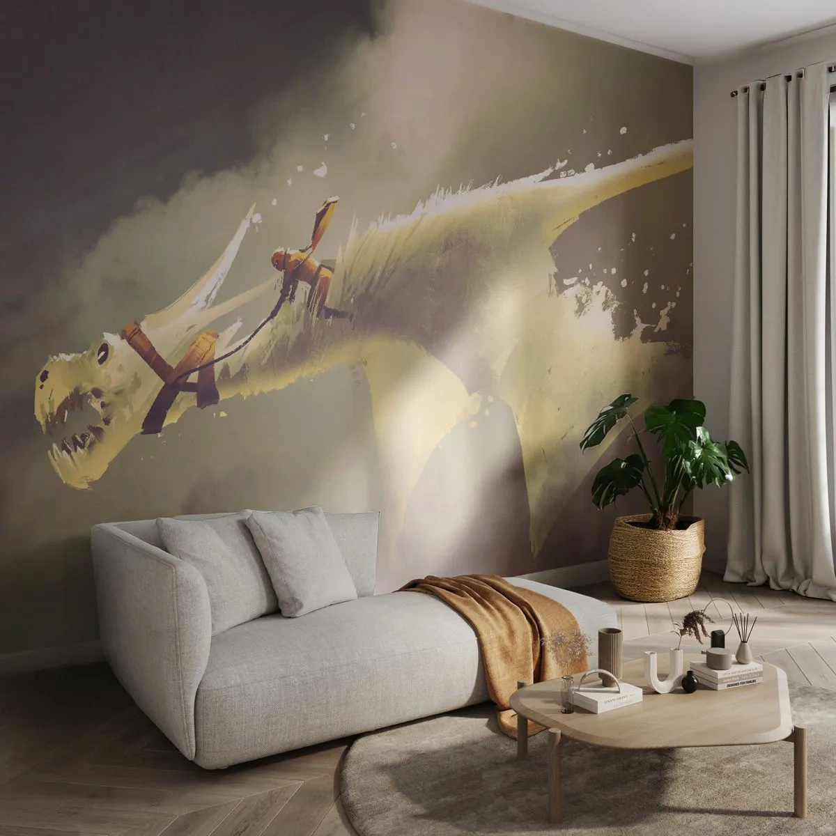 Zelfklevend Fotobehang Deluxe Sticker - De wereld te hulp - Abstractie, Fantasie, Draak - 500x350 cm