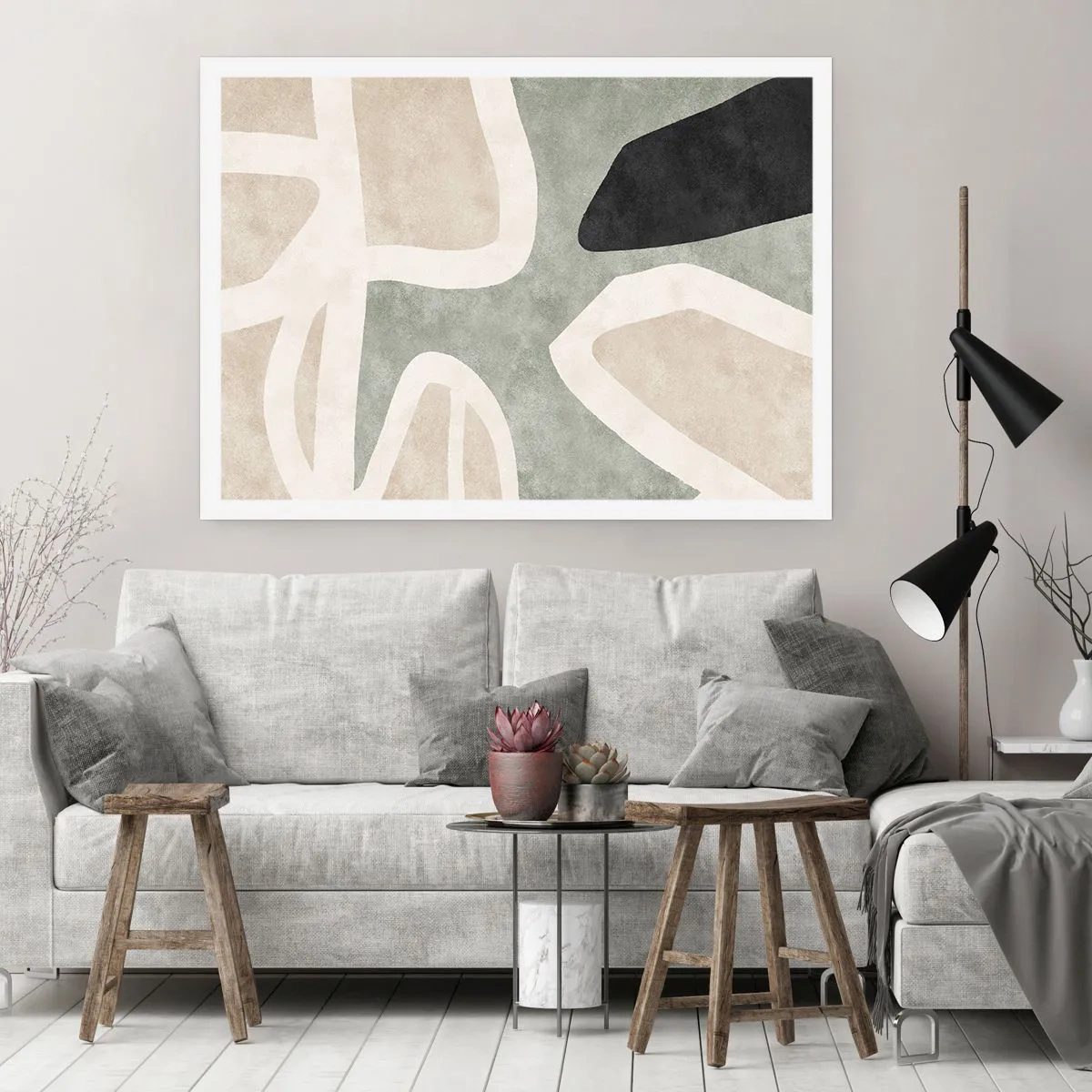 Poster - Compositie met een zwart motief - 100x70 cm