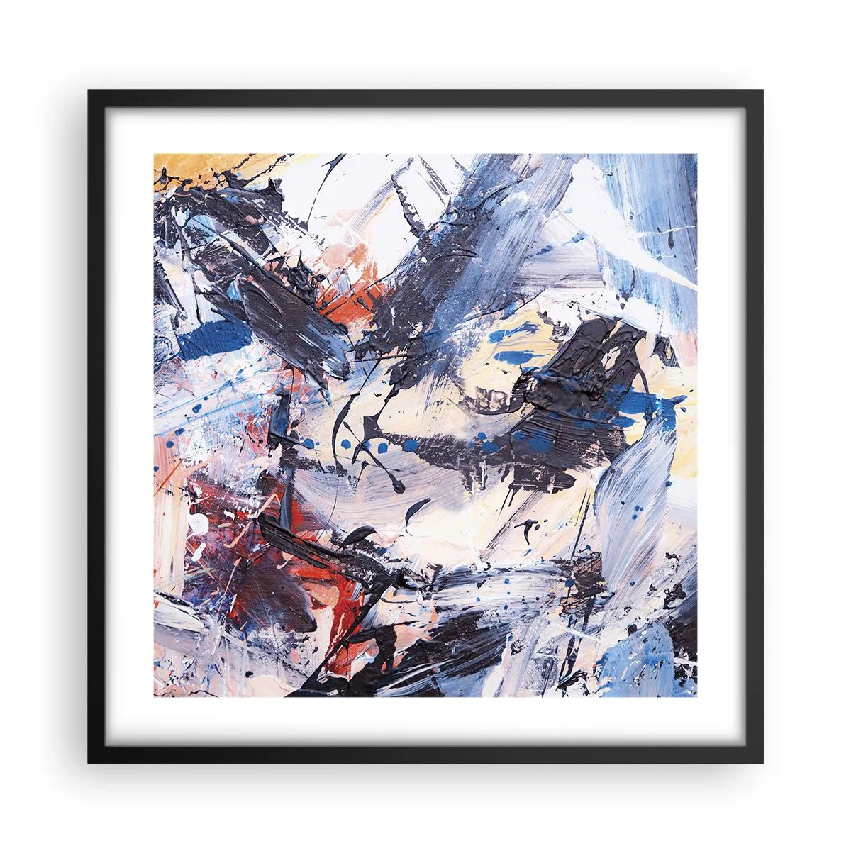 Poster in een zwarte lijst - Gekke dans van abstractie - 50x50 cm
