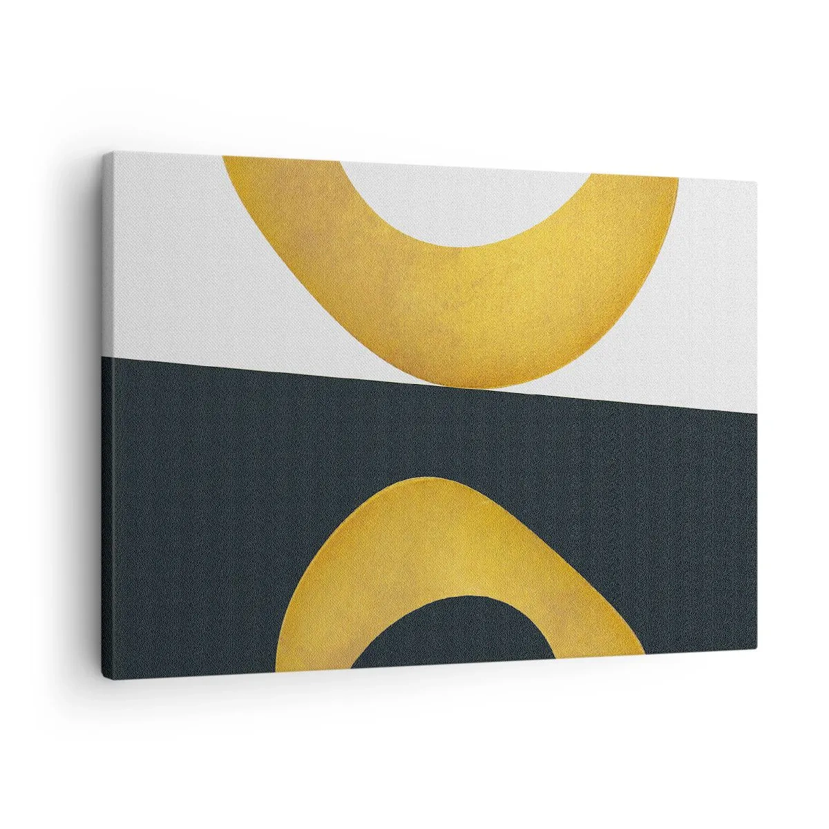 Schilderen op canvas - Geometrische vormen in goud op een witte en donkere achtergrond - 70x50cm - Ten eerste: goud - Moderne wanddecoratie voor woonkamer en slaapkamer ARTTOR
