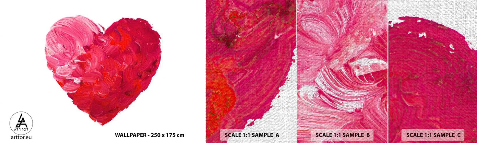 Fotobehang Monster Premium Canvas - Alles wat je nodig hebt is liefde - Abstractie, Rood hart, Symbool van liefde - 100x30 cm