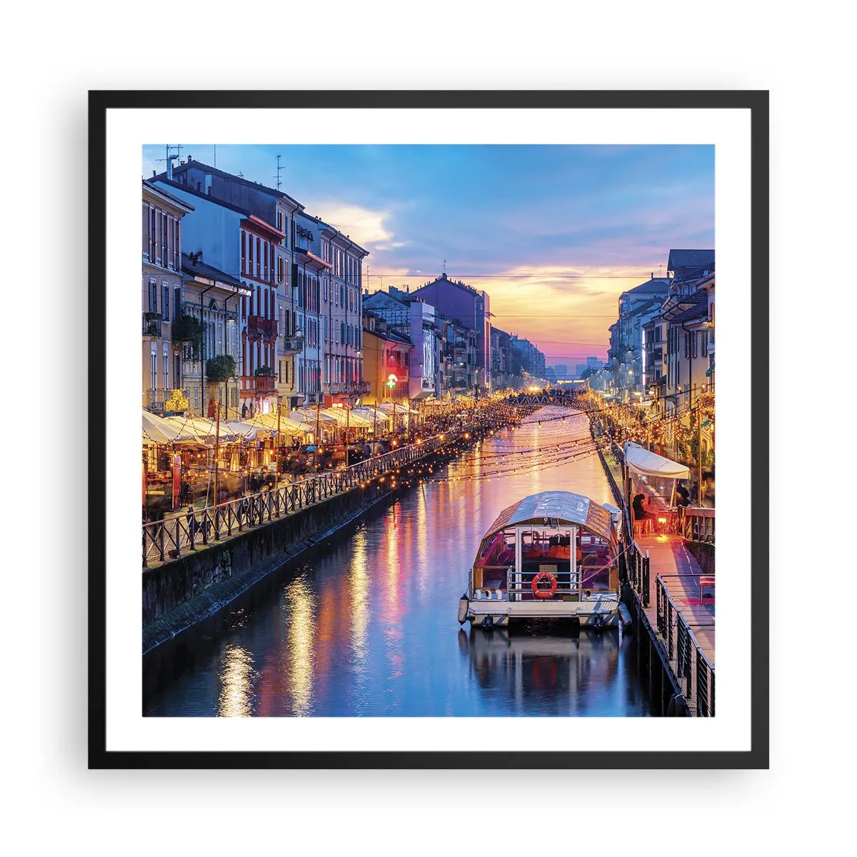 Poster in een zwarte lijst - Een avond vol licht en plezier - 60x60 cm