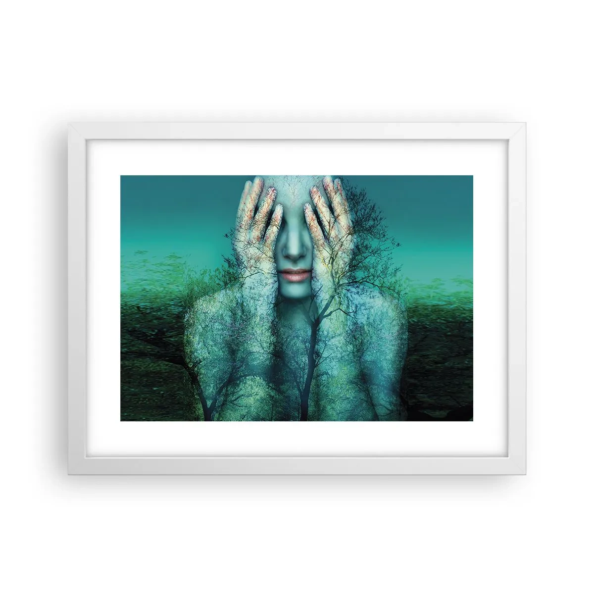 Poster in een witte lijst - Ondergedompeld in blauw - 40x30 cm