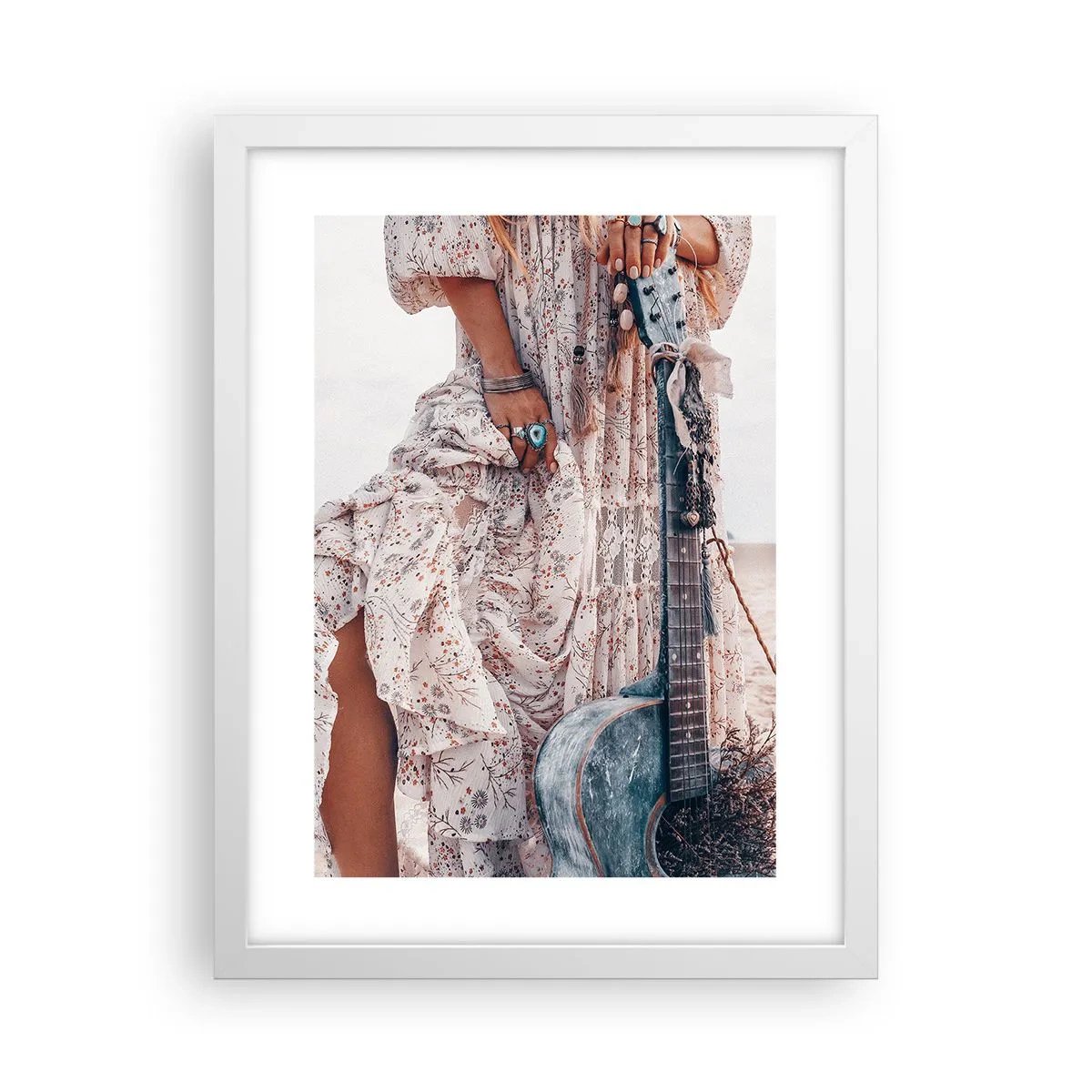 Poster in een witte lijst - Kinderen bloemen onderweg - 30x40 cm