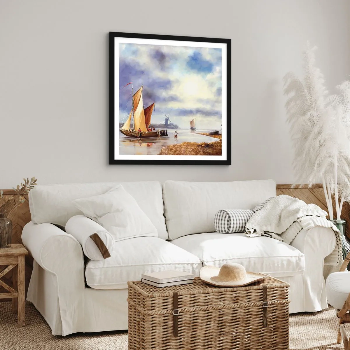 Poster in een zwarte lijst - De terugkeer van zeelieden - 40x40 cm