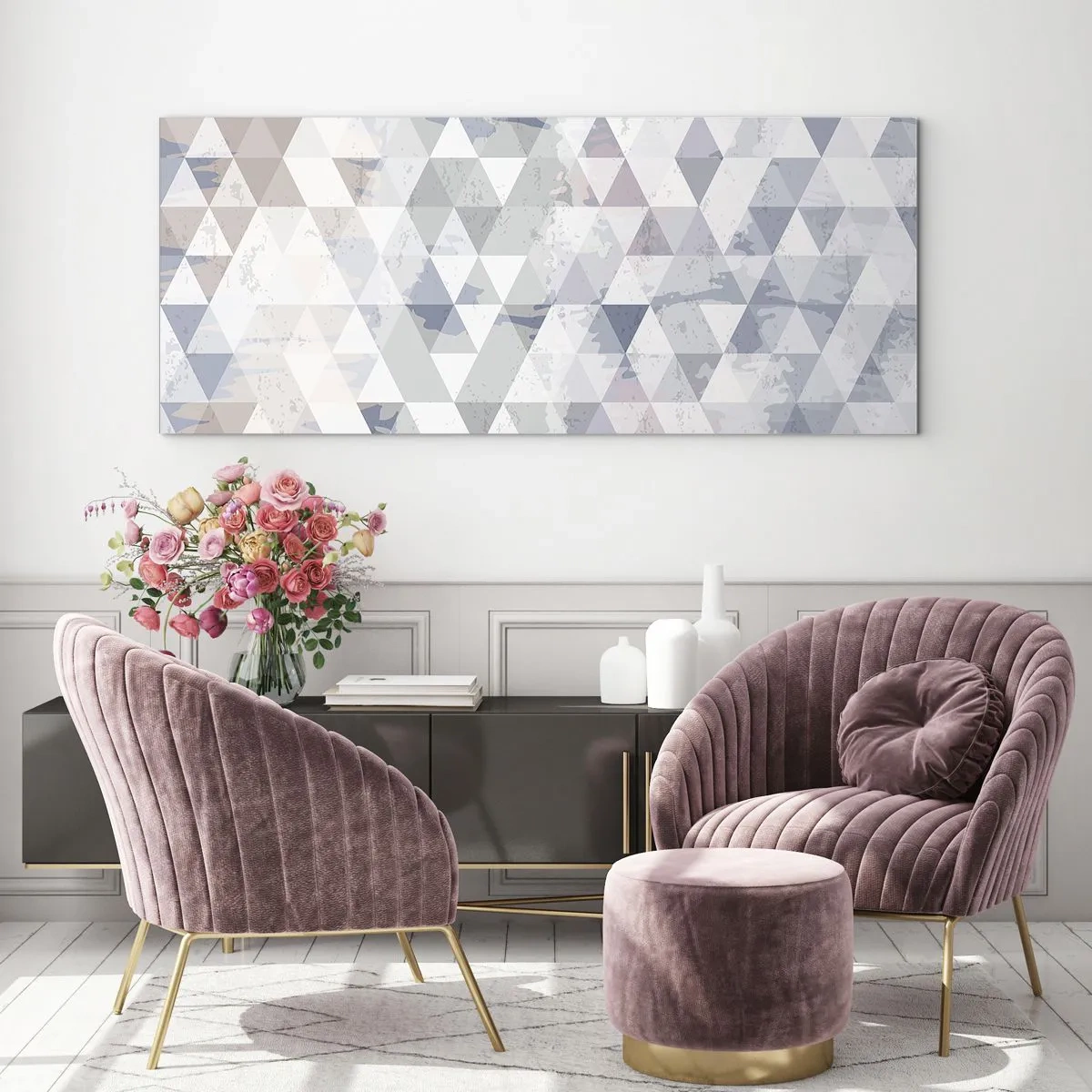 Schilderen op glas - In ritme op drie - 140x50 cm